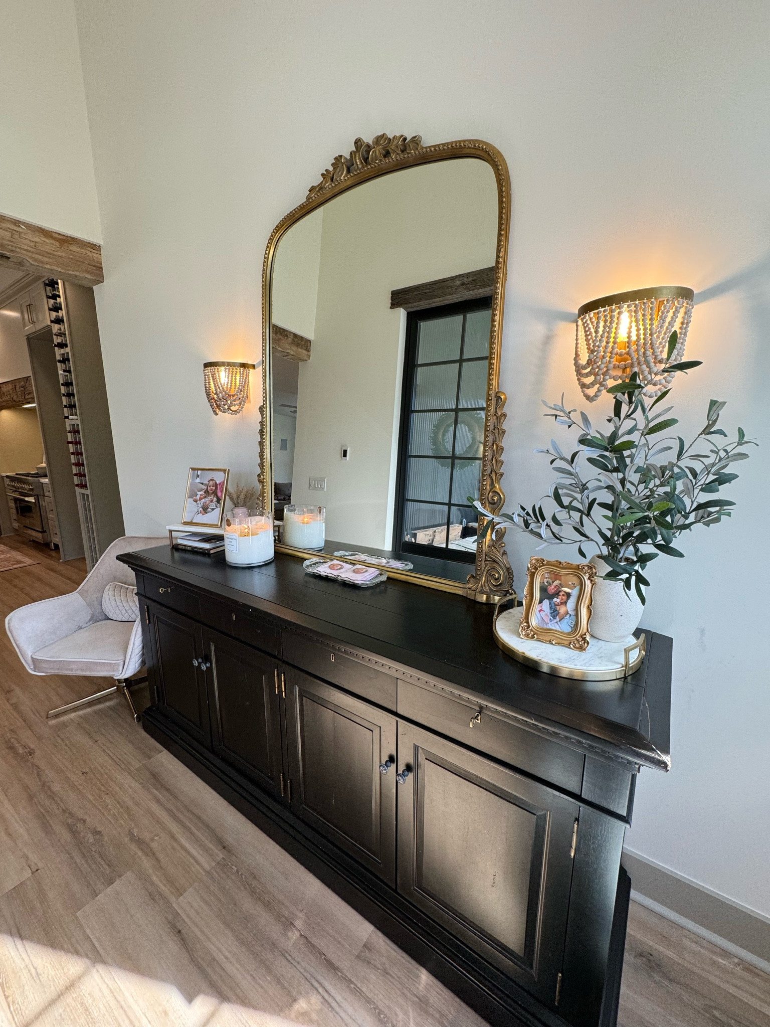 Entryway large brass gold mirror sconce lights and home decor accessories  

#LTKhome #LTKfindsunder50 #LTKstyletip