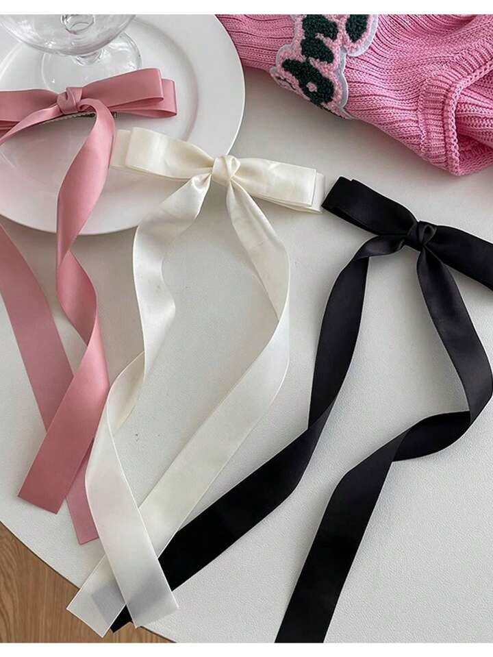 4pcs Bowknot Ribbon Hair Clips For Women, Summer Hairpins Hair Accessories, High-End Hair Clamps ... | SHEIN