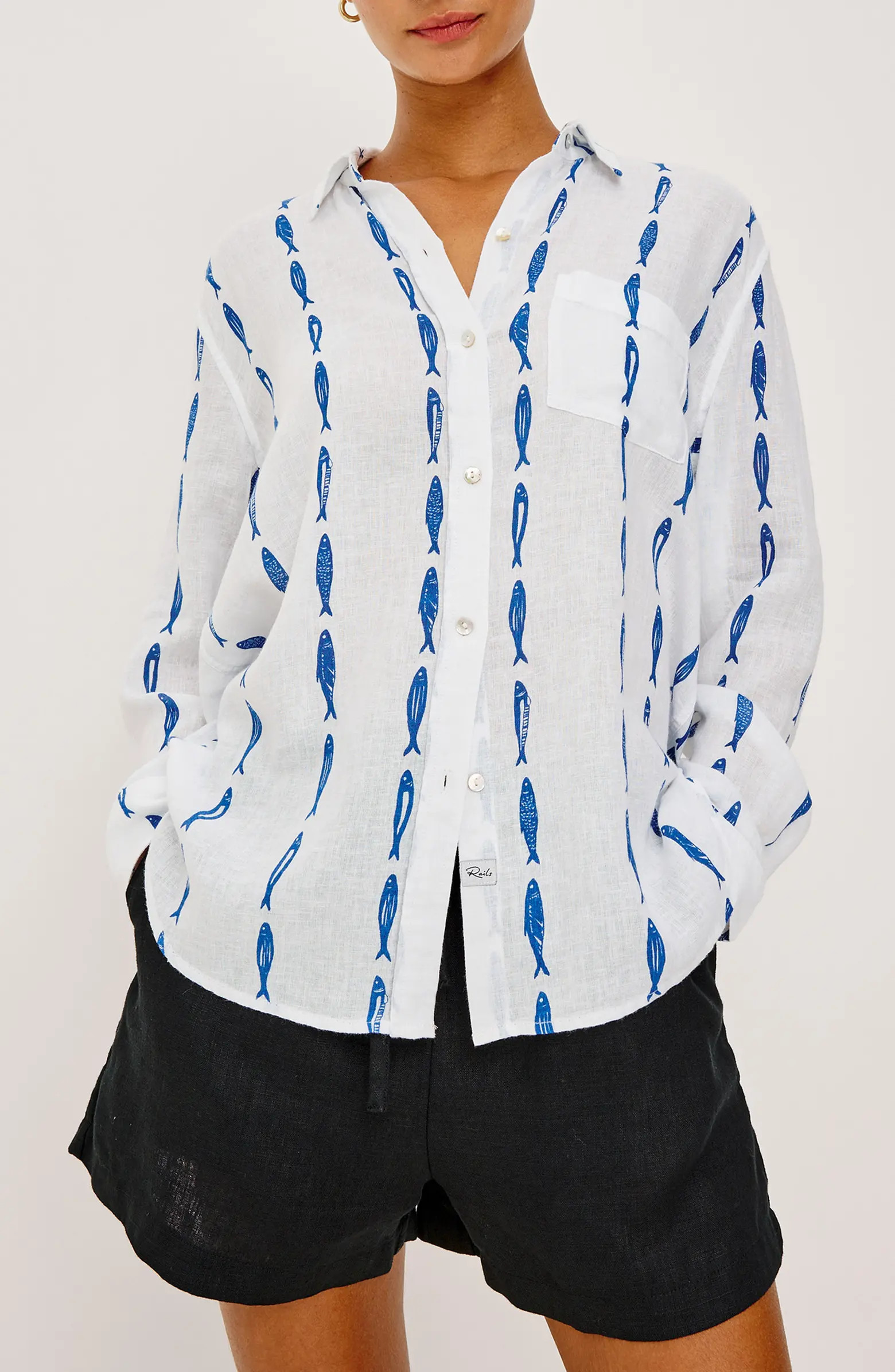 Rails Charli Print Linen Blend Button-Up Shirt | Nordstrom | Nordstrom