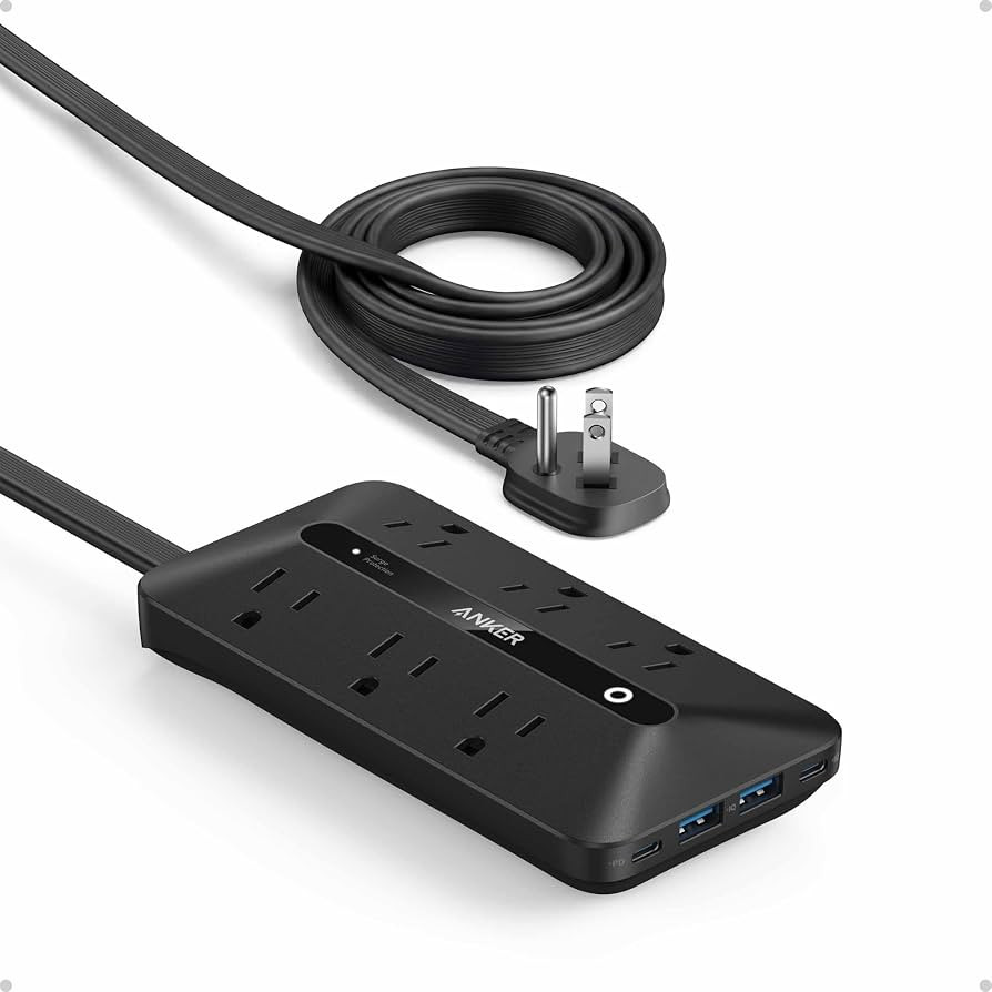 Anker Power Strip with 300J Surge Protector, 10ft Outlet Extender, 20W, 6AC | Amazon (US)
