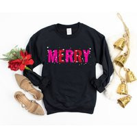 Christmas Sweatshirt, Holiday Sweatshirt For Women, Merry Sweater, Funny Ugly Cute Fleece, Black Friday Long Sleeve Shirt | Etsy (US)