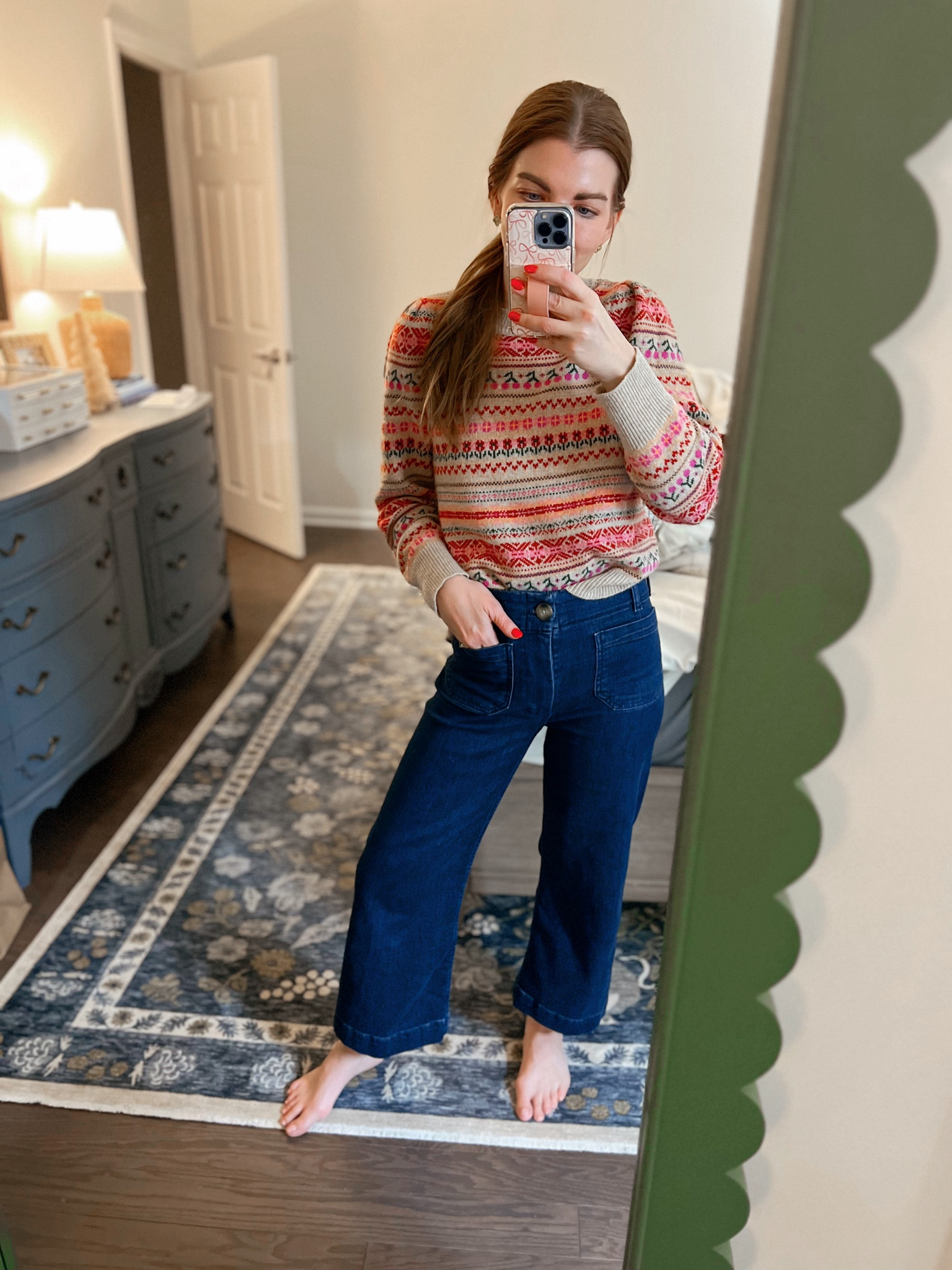 These jeans have quickly become my favorite. The crop is so flattering and allows you to wear with almost any shoe. Easy to dress up and down… stretchy, but don’t lose their shape! They’re 30% off right now (these are the dark denim wash). Cannot recommend enough. My phone case is 25% off and I’ve linked a similar sweater! 



#LTKHoliday #LTKCyberWeek #LTKFindsUnder100