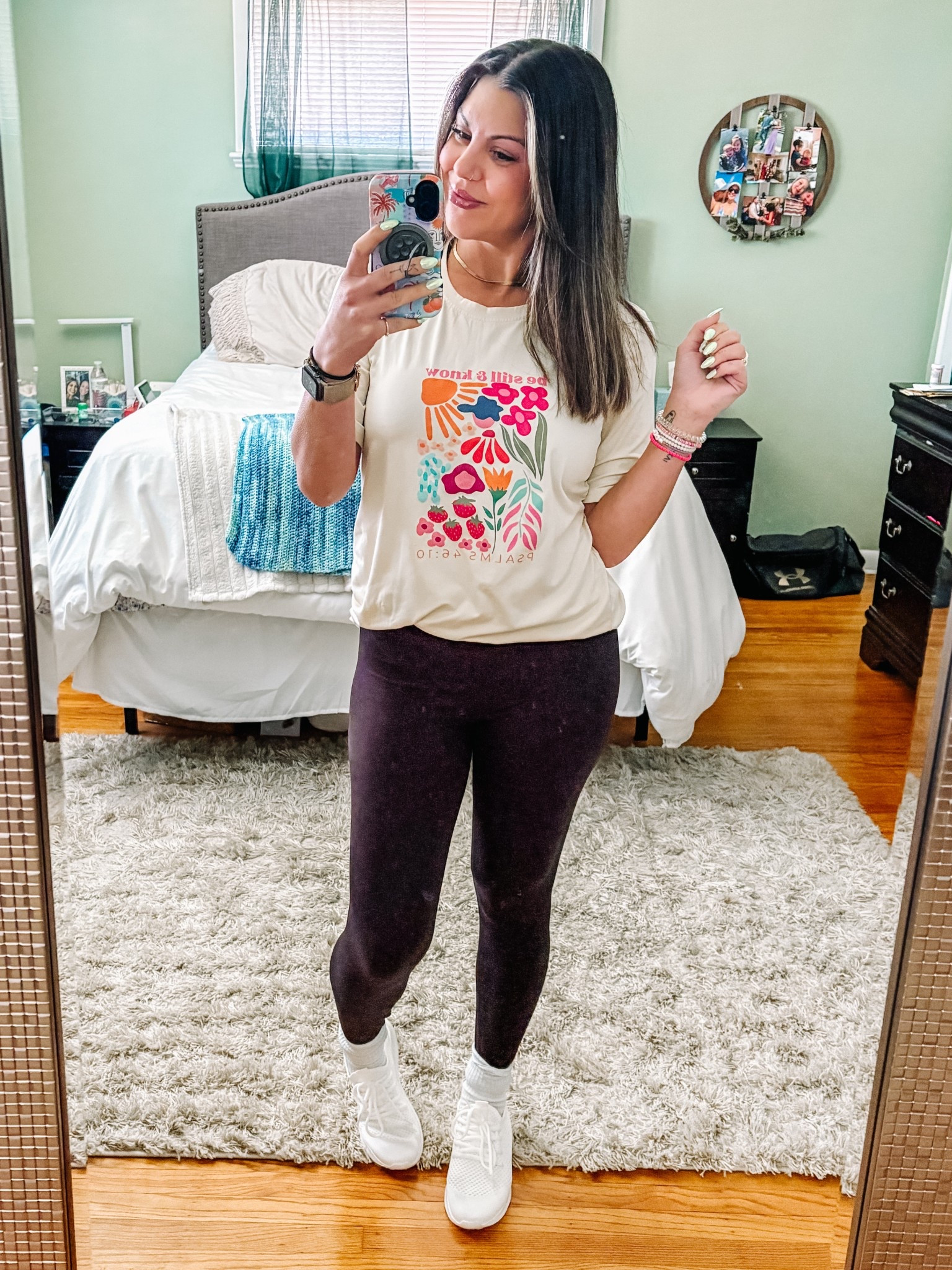 Summer to Fall transition outfit!! 
Oversized shirt on sale now!!
Leggings come in a pack of 2!!
Sneakers under $20!!

#LTKSaleAlert #LTKSeasonal #LTKStyleTip