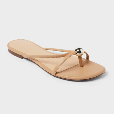Women's Bri Strappy Ball Ornament Sandals - A New Day™ Tan 12 | Target