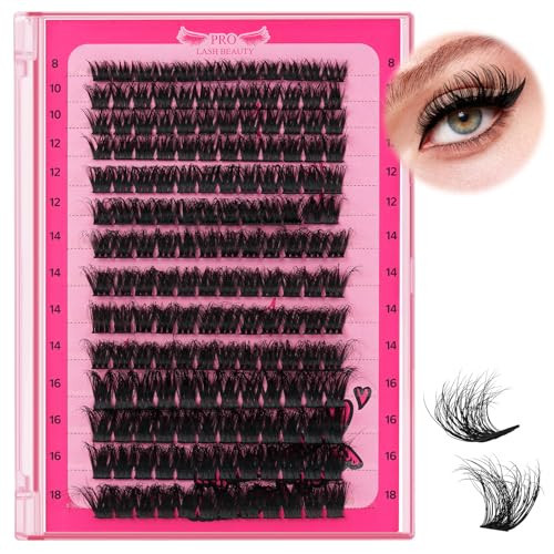 PRO Lash Clusters,168 Pcs eyelash clusters 8-18 mixed cluster eyelash extensions lash extension Super Thin Band and Reusable Soft & Comfortable (Adore 3D Fluffy,D-8-18Mix) | Amazon (US)