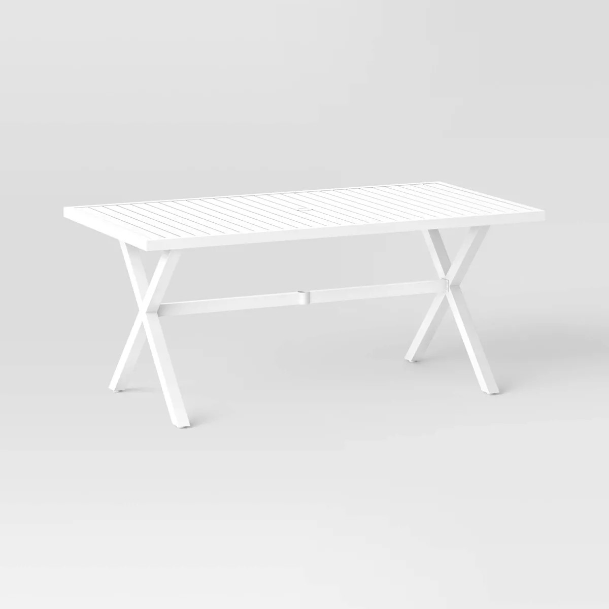 Seabury Steel 6 Person Rectangle Patio Dining Table, Outdoor Furniture - White - Threshold™ | Target