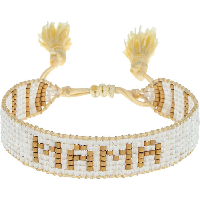 Small White & Gold MAMA Bracelet | Maisonette