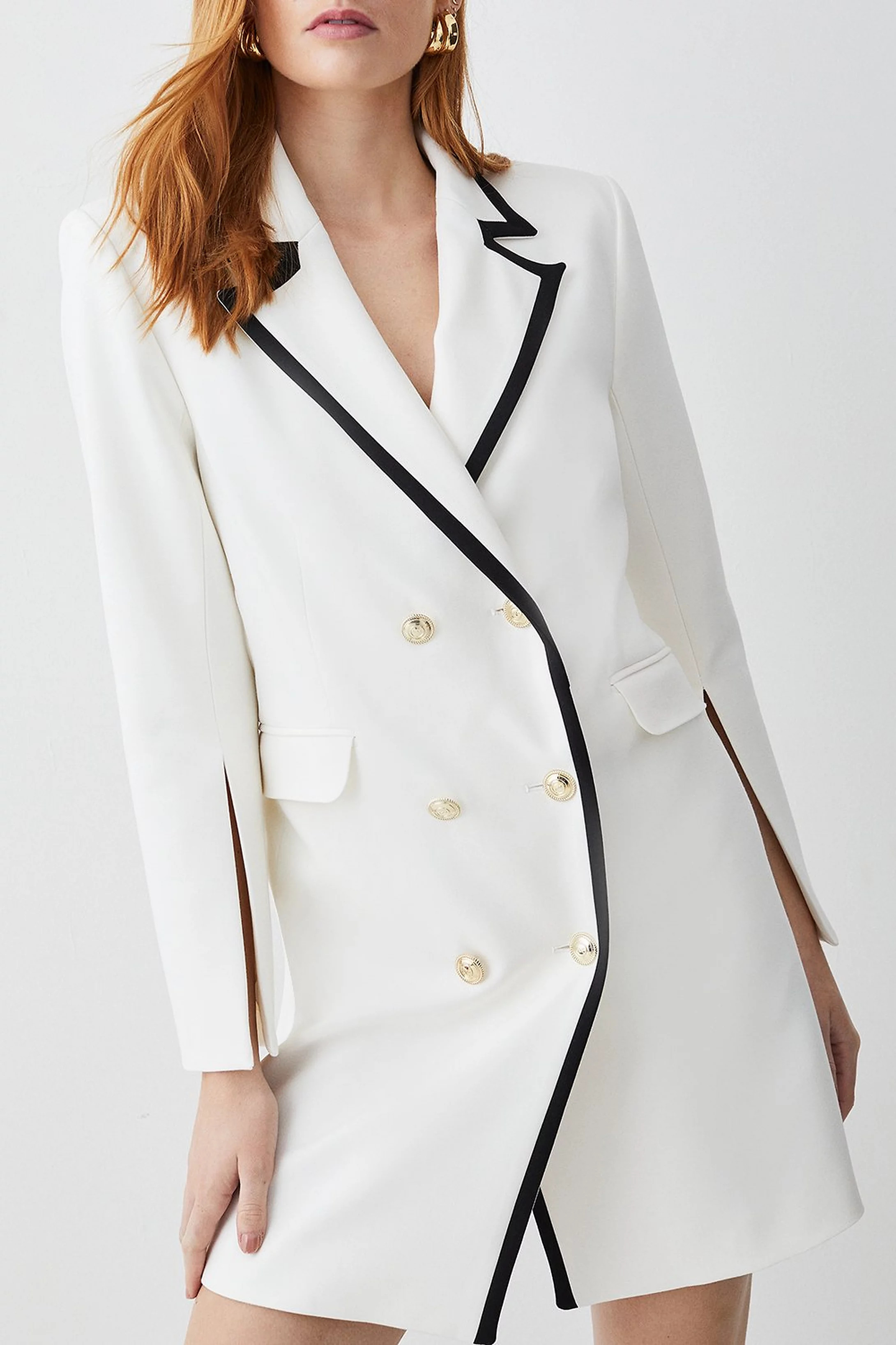 Compact Stretch Nautical Double Breasted Blazer Mini Dress | Karen Millen US