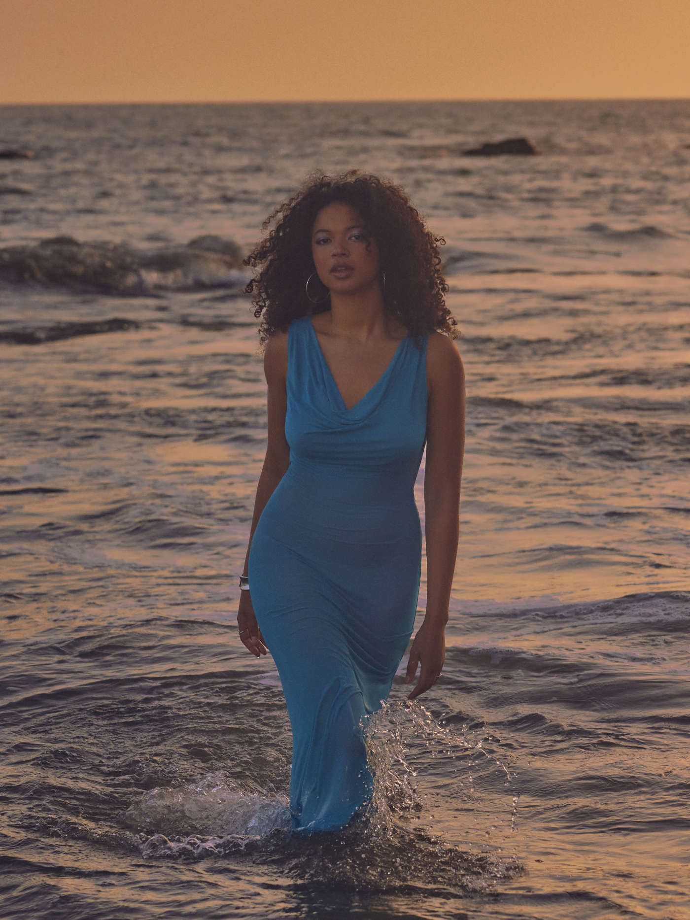 Mesh Cowl Neck Solid Criss Cross Backless Maxi Dress | Cider