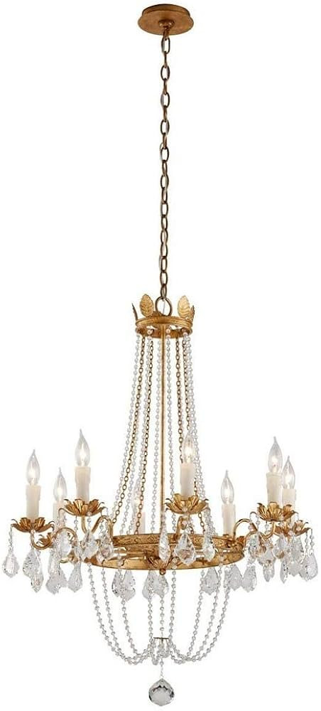 Troy Lighting F5366 Eight Light Chandelier, 33.5" x 27.5", Gold Leaf Champ | Amazon (US)
