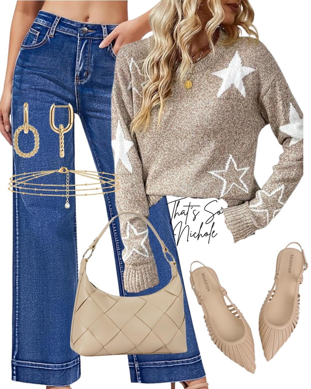 Loving this cozy and chic look! The wide leg jeans, star sweater, and flats are perfect for a stylish day out. 

#LTKootd #LTKWorkwear #LTKStyleTip