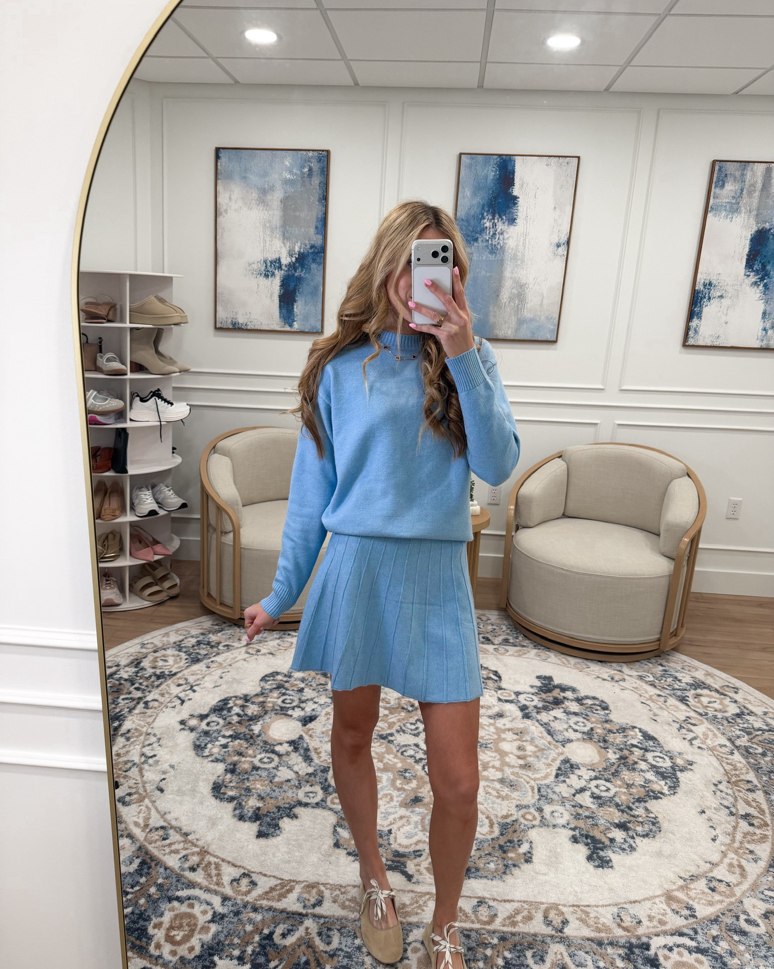 This soft blue sweater set is giving effortless chic 💙

The knit is so cozy and lightweight, and I love the matching pleated skirt — it makes it feel polished but still super comfy. Such an easy outfit you can dress up with heels or keep casual with flats.

Perfect for brunch, date night, or spring events 🌸

#LTKootd #LTKWorkwear #LTKSeasonal