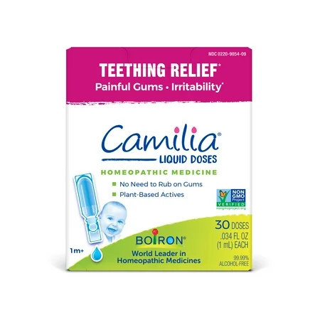 Boiron Camilia Teething Drops for Daytime and Nighttime Relief of Painful or Swollen Gums and Irritability in Babies, 30 Single Liquid Doses | Walmart (US)