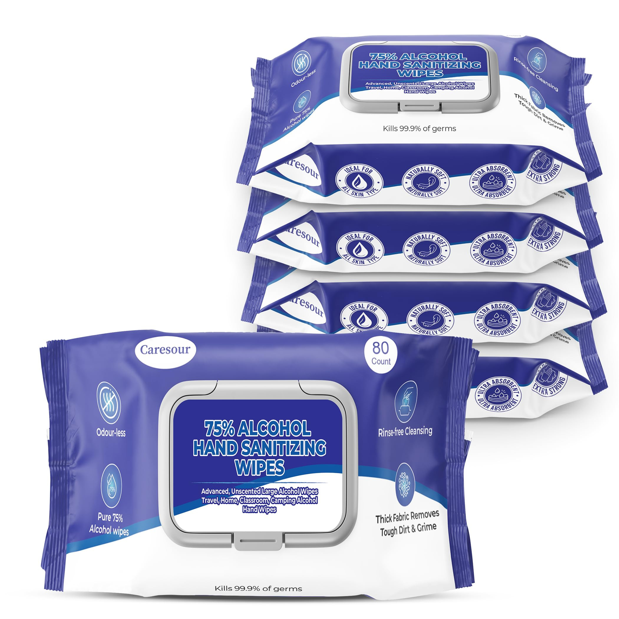 Advanced 75% Alcohol Hand Sanitizing Wipes, 4 Packs of 80 (320 Wipes) | Amazon (US)