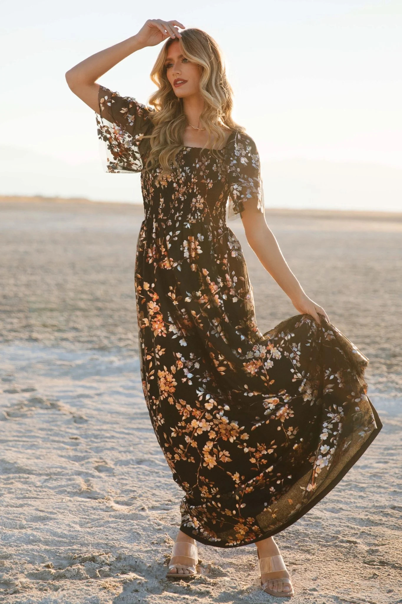 Cassandra Tulle Maxi Dress | Black Blossom | Baltic Born