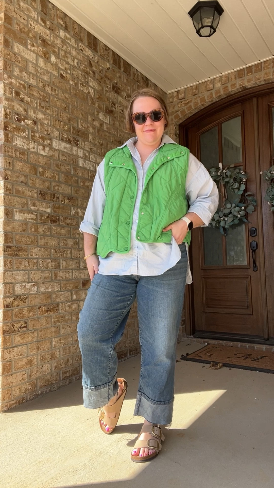 Spring outfit, midsize outfit, big buckle Birkenstocks, Masters outfit, classic style outfit, 

#LTKSaleAlert #LTKFindsUnder50 #LTKMidsize