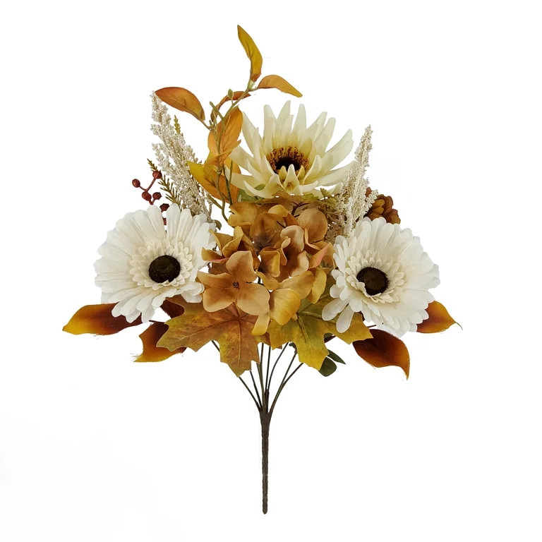 Mainstays 17 inch Sunflower Hybrid Mix Bush, White Orange Color. | Walmart (US)