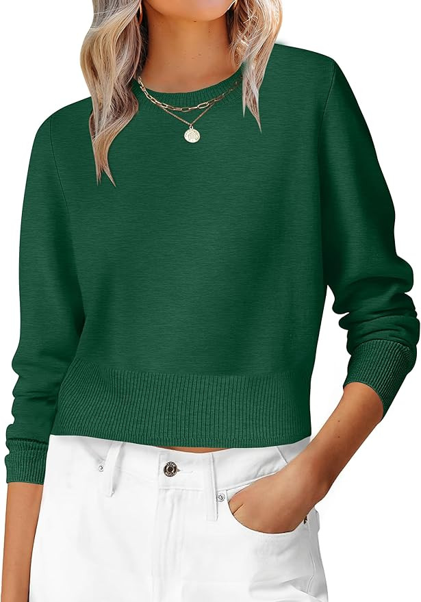 ANRABESS Women’s Long Sleeve Sweaters Cropped Crew Neck | Business Casual Tops,Light Weight Com... | Amazon (US)