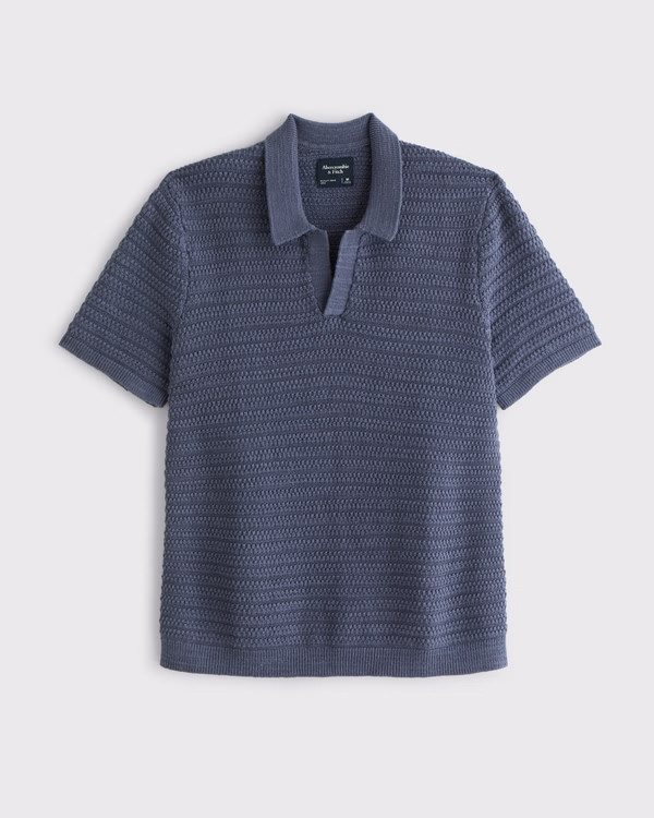 Textural Striped Johnny Collar Sweater Polo | Abercrombie & Fitch (US)