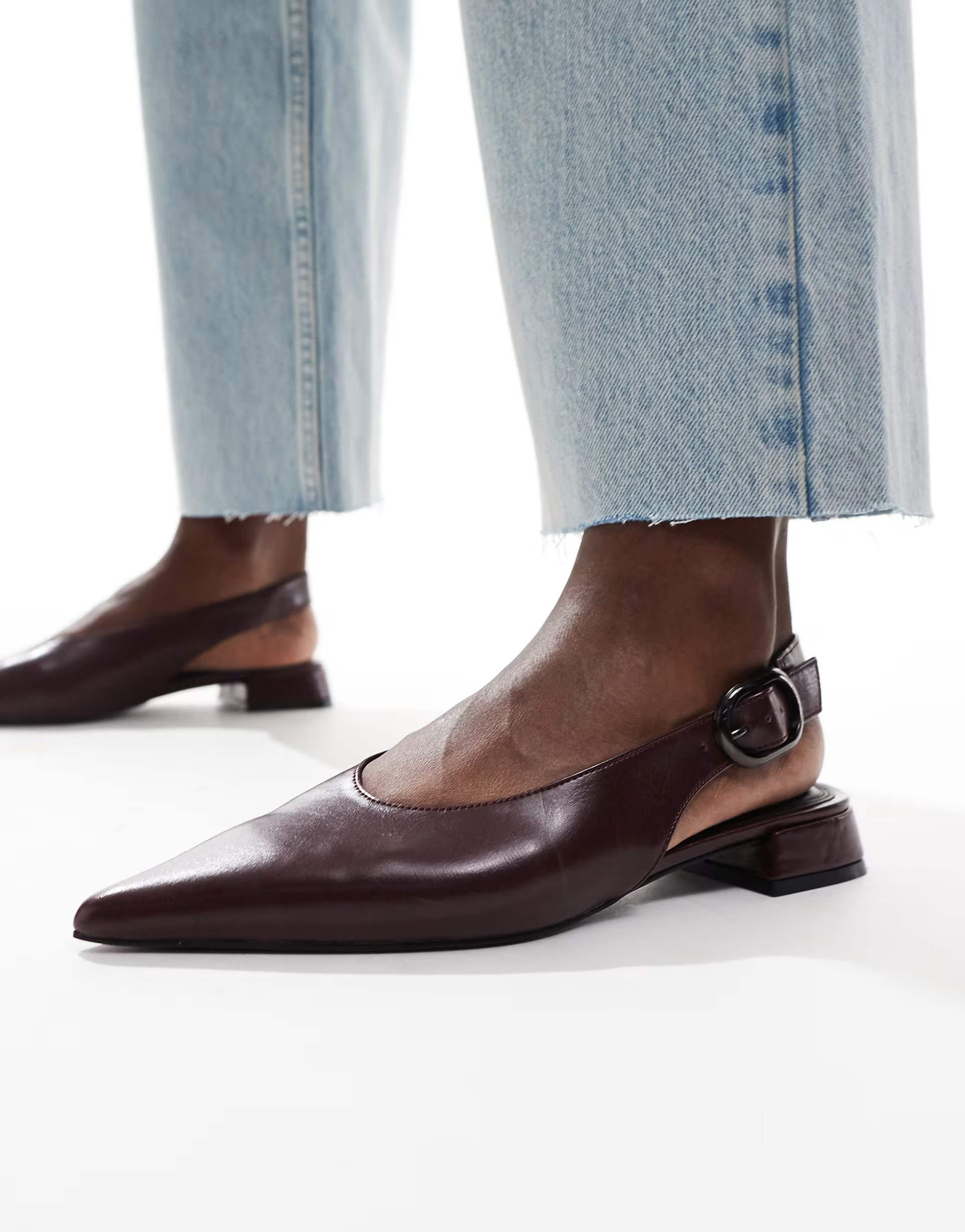 ASOS DESIGN Leonora slingback ballet in burgundy | ASOS (Global)