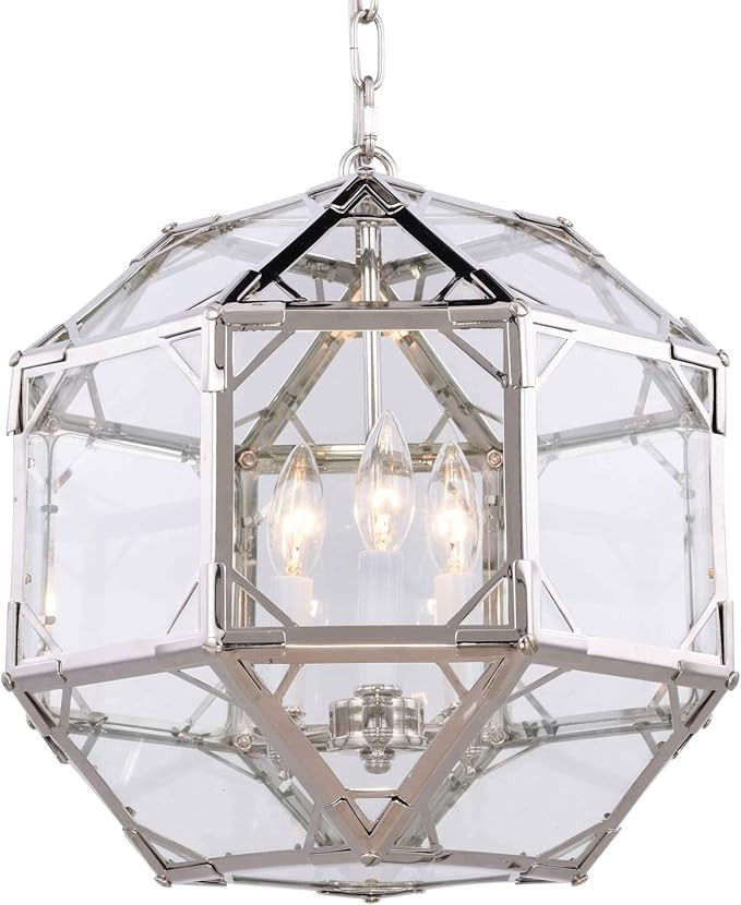 Elegant Lighting Gordon 3 Light Pendant in Polished Nickel | Amazon (US)