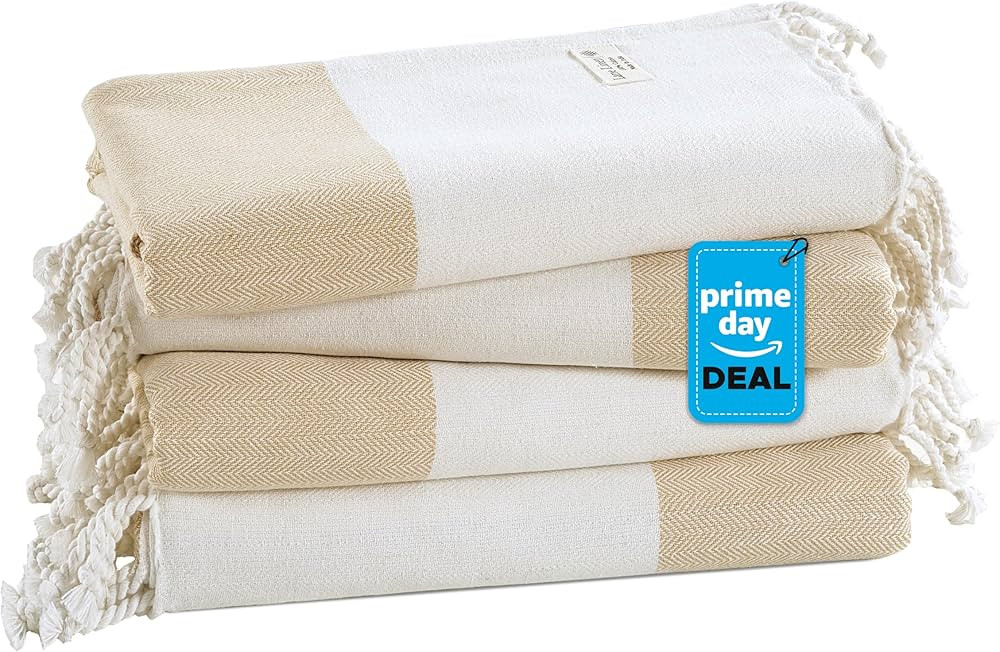 LANE LINEN Turkish Beach Towel Set of 4 - Beach Towels, Pre-Washed Pool Towel, Extra Large Beach ... | Amazon (US)