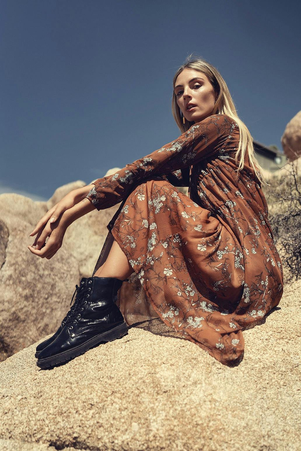 FLORAL RUST DRESS S | Maisonette