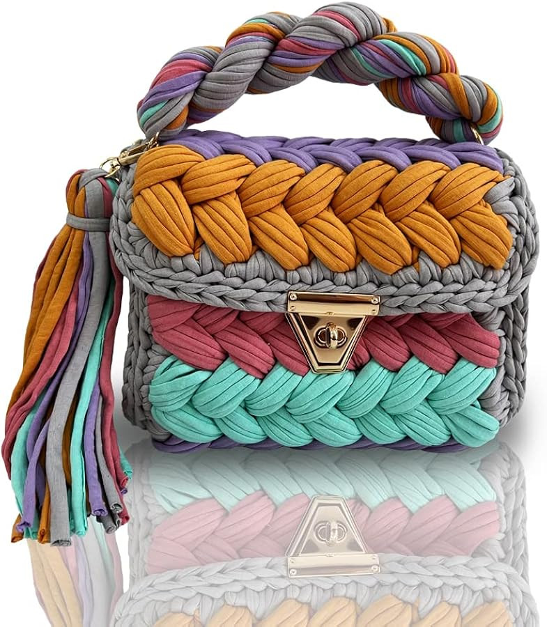 Evening Clutch Bag for Women, Handmade Crochet Wedding Party Purse, Small Flap Formal Crossbody H... | Amazon (US)