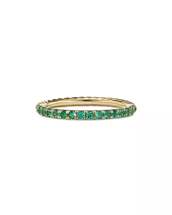 David Yurman 18K Yellow Gold Cable Pav&eacute; Emerald Stack Band Ring Back to results -  Jewelry... | Bloomingdale's (US)