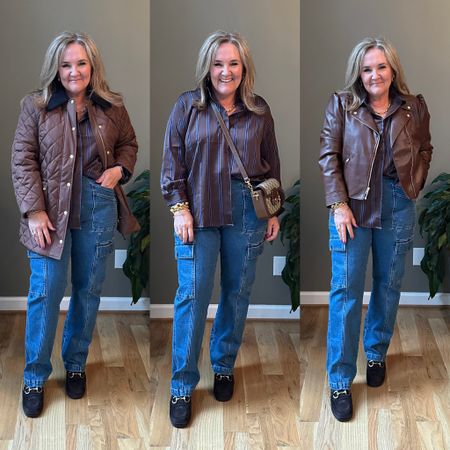 Fall style is all about the layers. Charge the look with the layer. 

Quilted jacket size petite L
Blouse size L
Jeans size 31 
Faux leather jacket size 2.5 petite 
Heeled loafers tts 

Fall jackets fall coats 

#LTKSeasonal #LTKmidsize #LTKover40