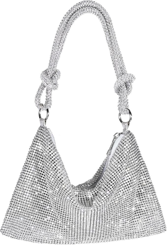Rhinestone Purse Sparkly Evening bag Silver Clutch Purses for Women Evening, Cross Body Handbags ... | Amazon (US)