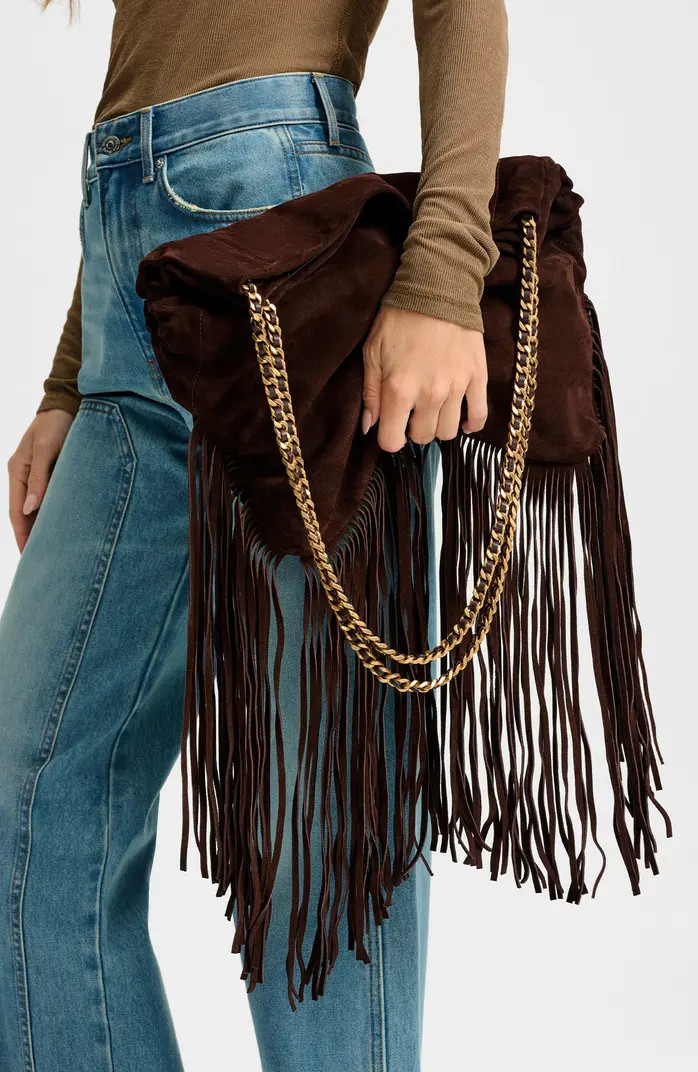 Veronica Beard Large Slouch Fringe Suede Shoulder Bag | Nordstrom | Nordstrom