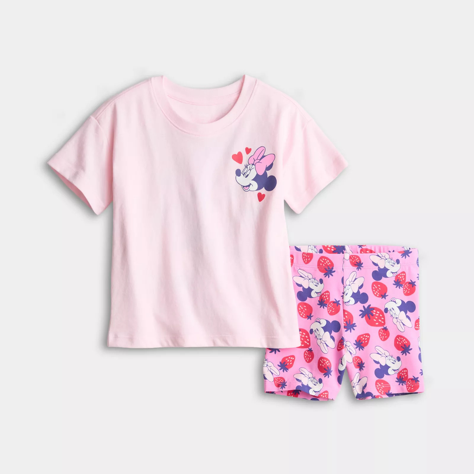 Baby & Toddler Disney's / Jumping Beans® Oversized Tee & Bike Short Set, Toddler Girl's, Size: 2T, Minnie Hearts Pink | Kohl's