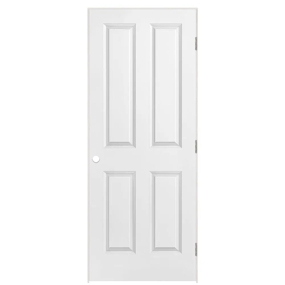 Masonite 32-in x 80-in Primed Solid Core 4-panel Left Hand Molded Composite Single Prehung Interior Door one_size in White | 1316395 | Lowe's