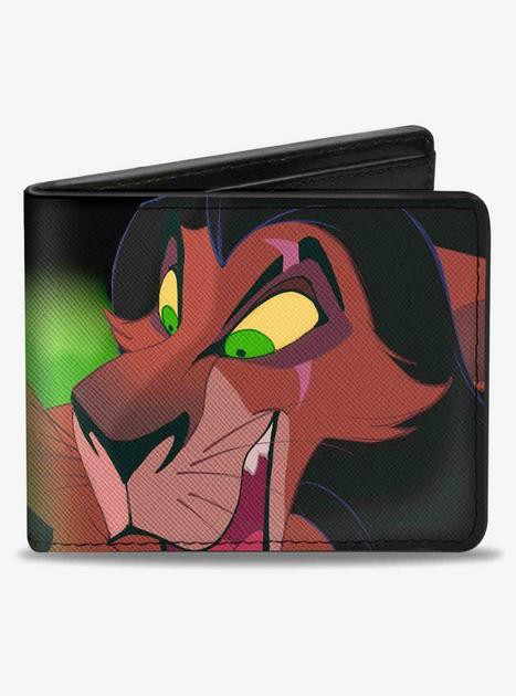 Disney The Lion King Scar Face Close Up 3 Hyenas Pose Bifold Wallet | BoxLunch