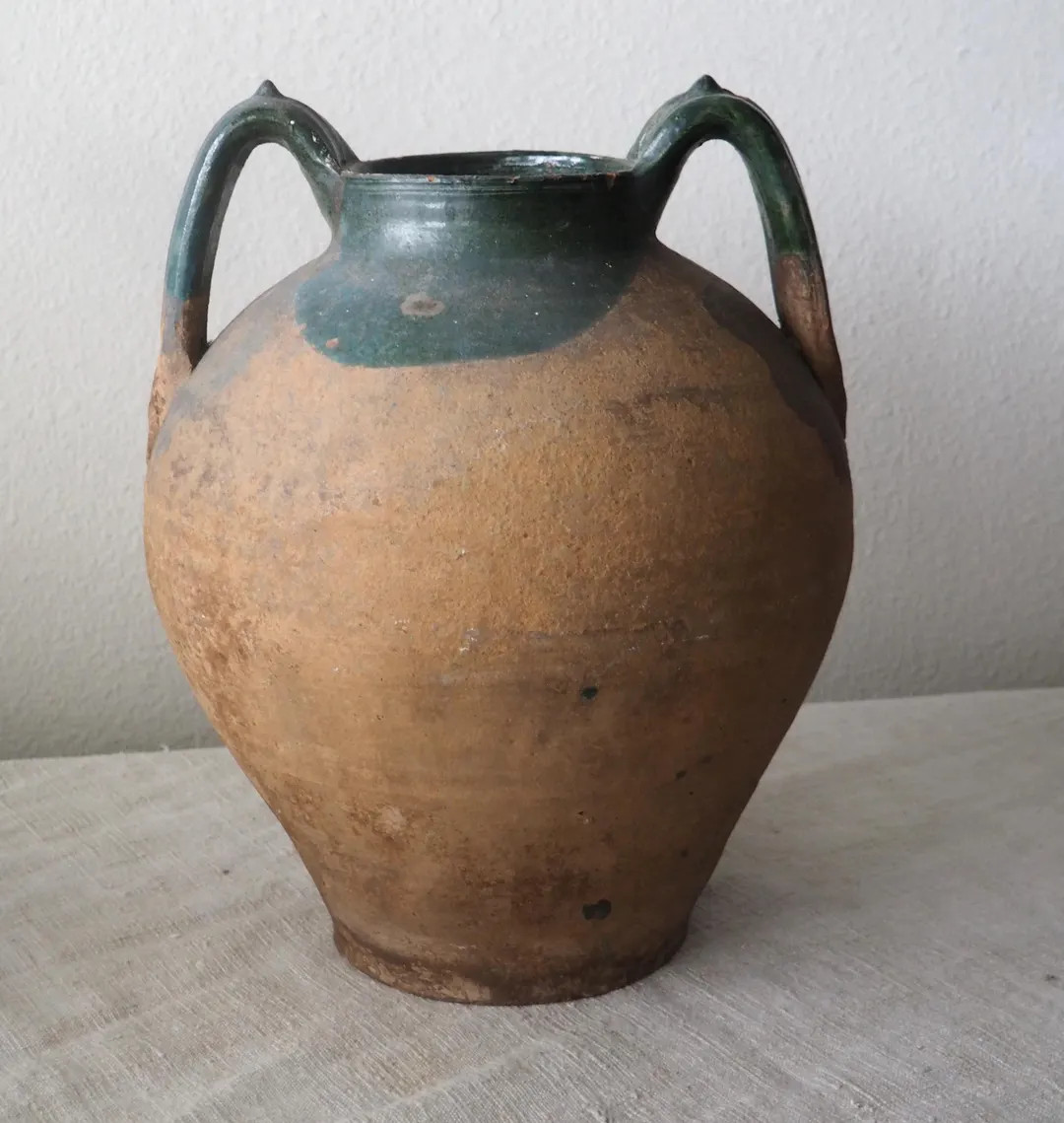 Large Antique Italian Green Glaze Terracotta Anfora Pottery - Etsy | Etsy (Global)