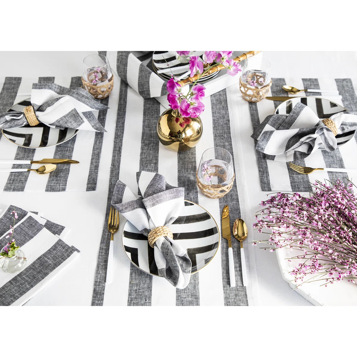 Cabana Stripe - 100% Pure Linen Dinner Napkins (Set of 4) | Wayfair North America
