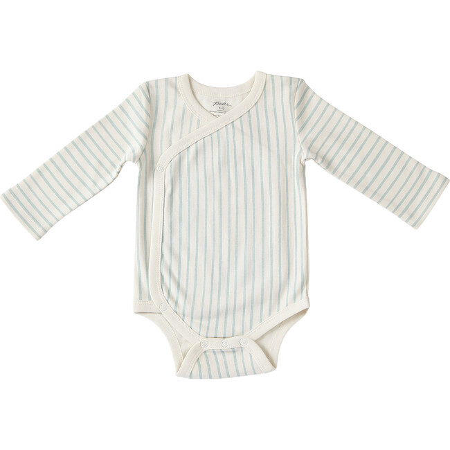 Organic Stripes Away Kimono One-Piece, Sea | Maisonette