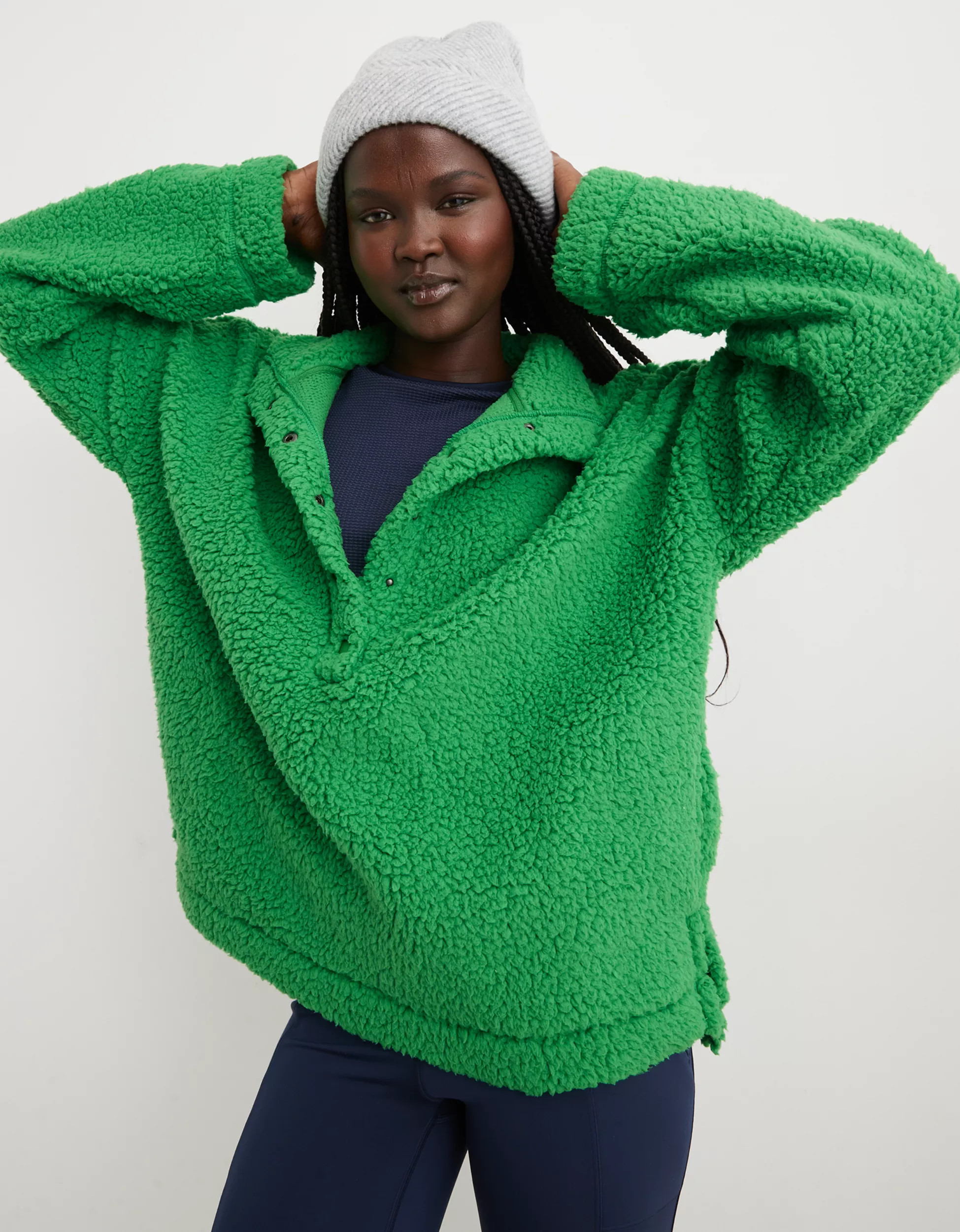 Aerie Sherpa Quarter Snap Sweatshirt | American Eagle Outfitters (US & CA)