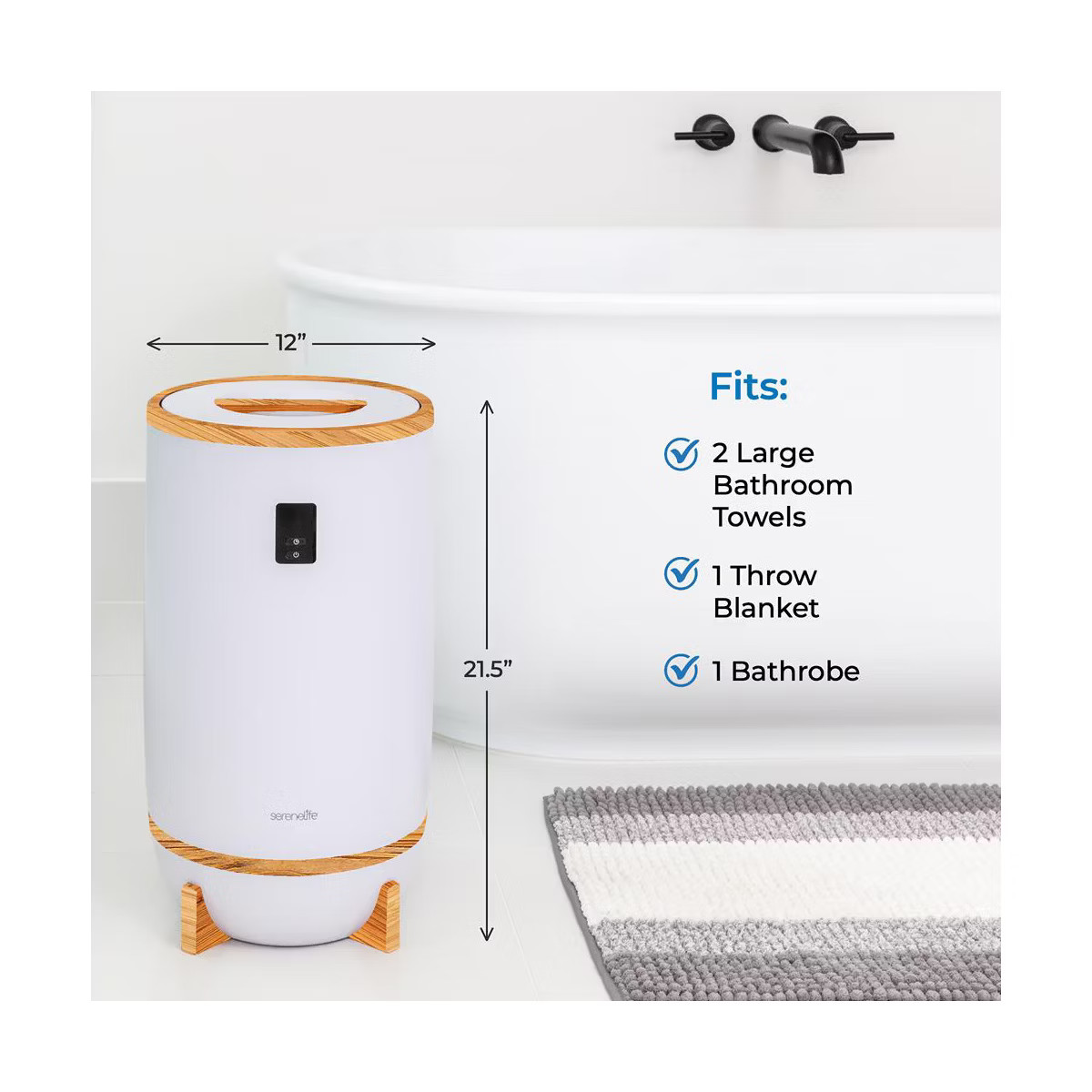 SereneLife XL Towel Warmer w/ Fragrance Holder, LED Ring, Auto Shut-off (Gray) SLTLW400 - Ideal f... | Target