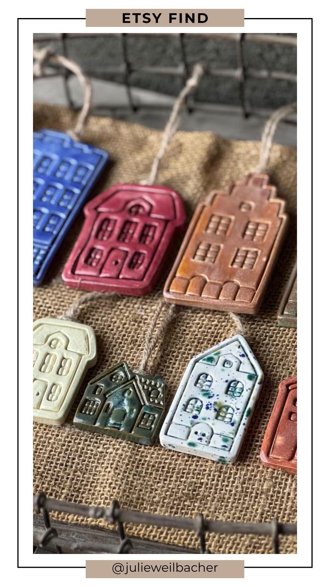 These handmade ceramic house ornaments are impossibly cute ... and way more versatile than they first appear. 🏠 Hang them from a lamp switch, door knob, wall hook, or branch for instant charm, or use them as playful elements in mosaic art, mixed media projects, and creative home decor. Sweet for a new-homeowner gift too! They’re the kind of pieces that add personality, whimsy, and a cozy feel wherever they land.

For mosaic tips, tutorials, inspiration, and so much more please visit my YouTube channel: YouTube.com/julieweilbacher. Follow @julieweilbacher on Instagram for all things mosaic art.

#homedecor #handmadefinds #decorinspo #ceramichouse #mosaics #etsy #mixedmediaart #craftsupplies #cozyhome #diydecor #newhomegifts #newhouse #firsttimehomeowner #newhome

#LTKHome