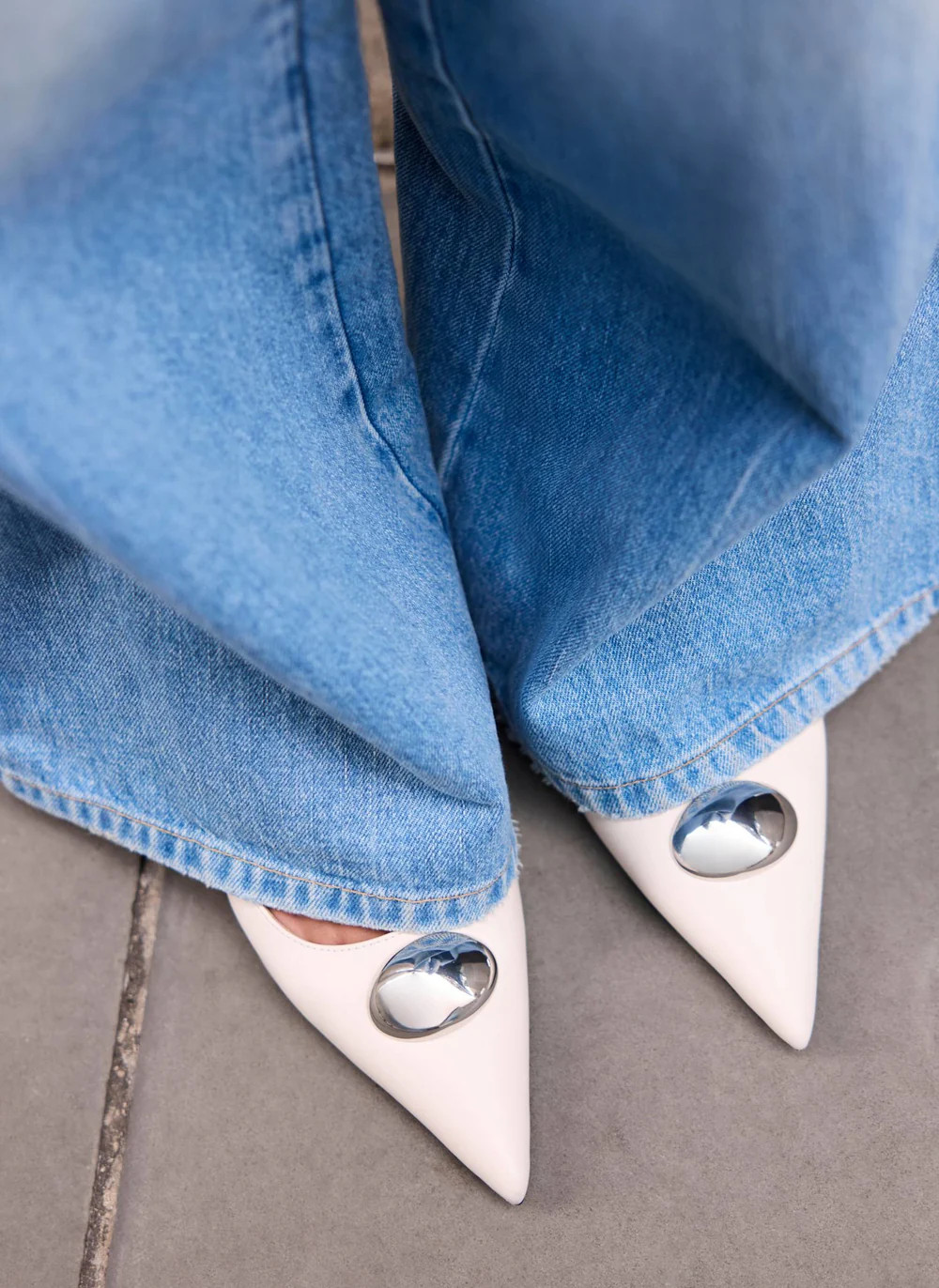 Ren White Leather Sling Back Heels | Mint Velvet