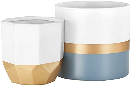 SONGMICS Ceramic Plant Pots Indoor, Ceramic Planters for Indoor Plants, 6.6/5.5-Inch Ceramic Flow... | Amazon (US)