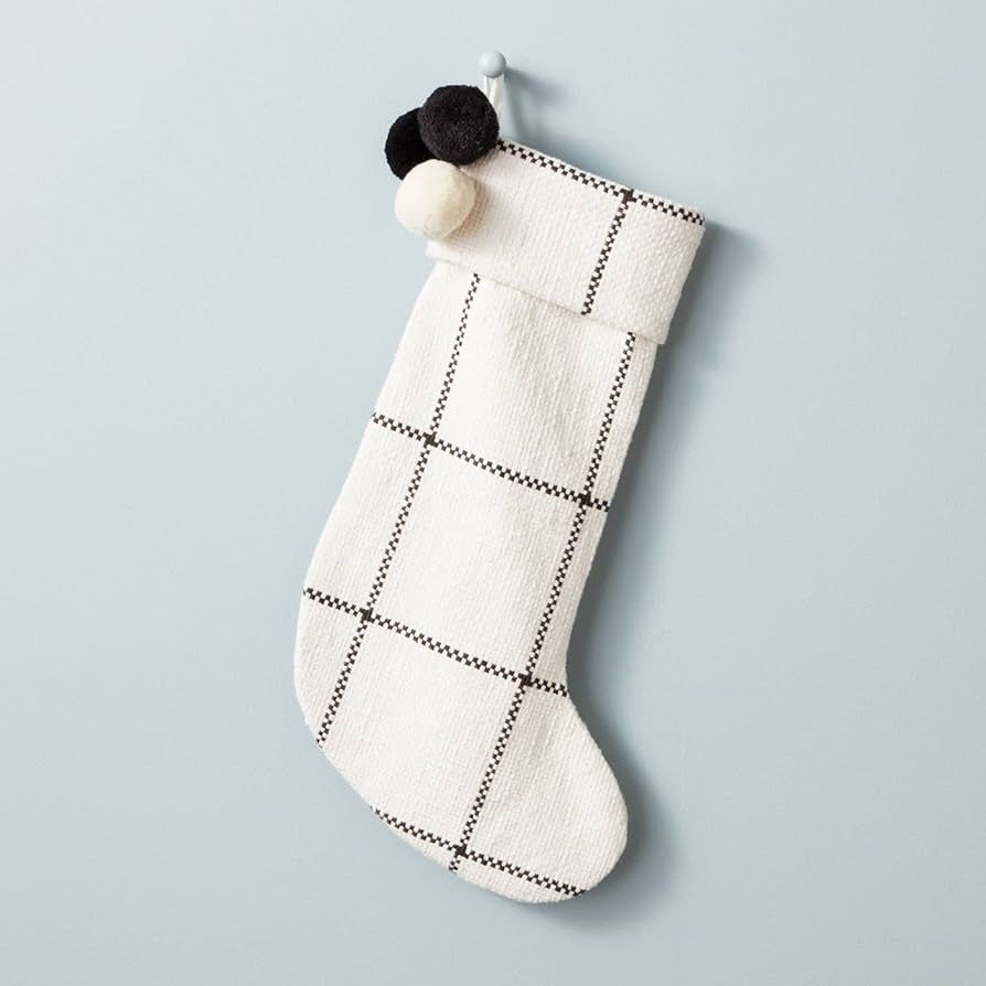 Hearth & Hand with Magnolia Holiday Stocking Collection (Cream/Gray Windowpane) | Amazon (US)