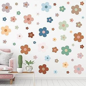 288 Pcs Y2k Cute Flowers Wall Sticker Colorful Floral Wall Decal Vinyl Peel and Stick Preppy Hipp... | Amazon (US)