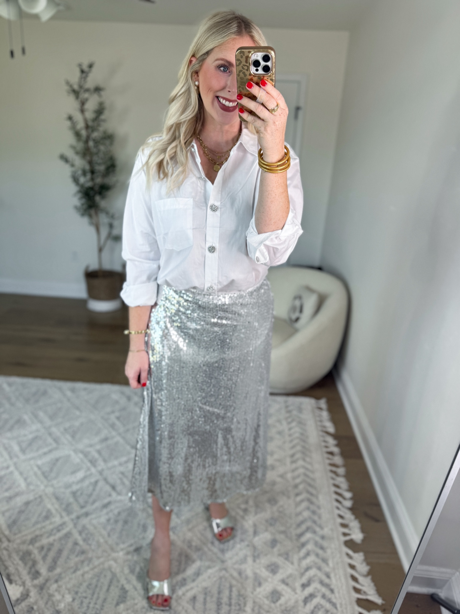 Weekend Walmart Wins try on
Embellished button down- large, would prefer my normal size medium 
Sequin midi skirt- medium, runs a little big!

#LTKFindsUnder50 #LTKHoliday #LTKStyleTip