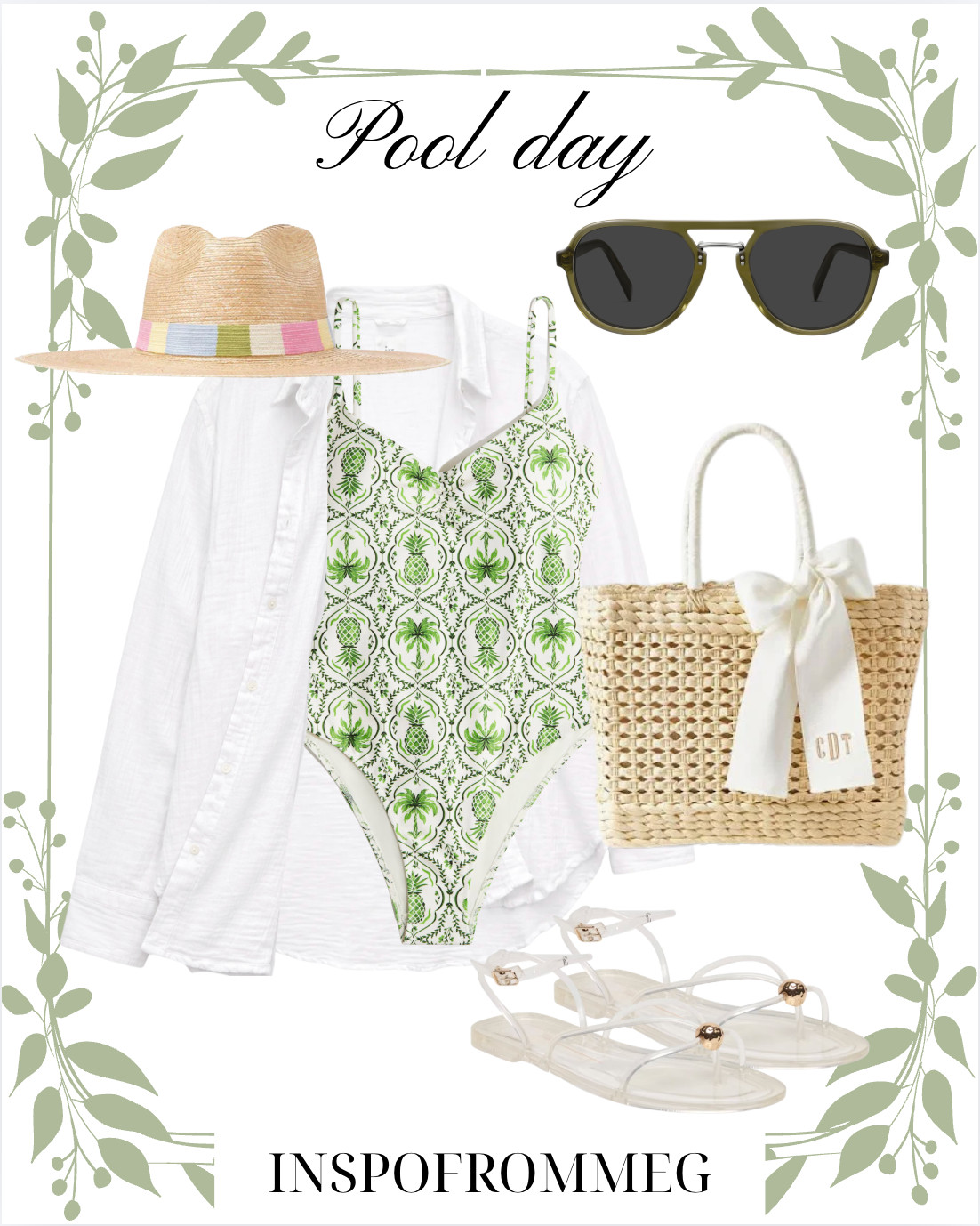 pool day outfit, summer outfit inspo, beach outfit, vacation outfit, resort wear, preppy summer style, coastal grandma outfit, clean girl aesthetic, chic summer outfit, feminine summer style, white coverup, linen button down, one piece swimsuit, green swimsuit, printed swimsuit, straw tote bag, woven bag, personalized tote, beach bag essentials, straw hat outfit, wide brim hat, summer accessories, sunglasses outfit, neutral sandals, clear sandals, gold detail sandals, poolside style, beach day essentials, summer packing list, vacation wardrobe, casual chic outfit, target style, amazon finds, affordable fashion, LTK style 

 

#LTKgrwm #LTKootd #LTKSeasonal