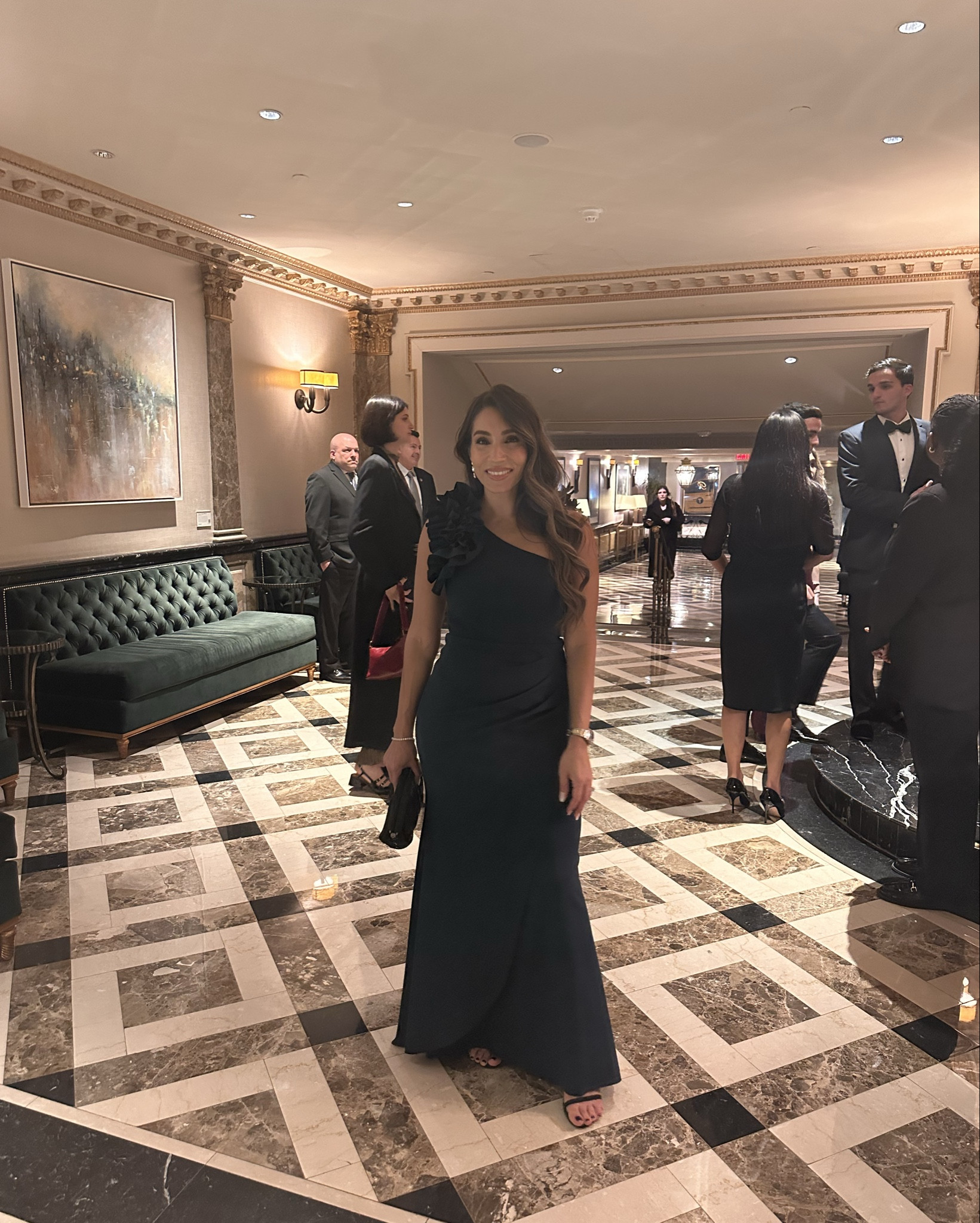 A perfect formal wedding guest look —Wearing this beautiful Aqua gown in Pine from Bloomingdale’s (size 4 — honestly could’ve sized down). Paired it with the most gorgeous beaded Aqua bag… photos truly don’t do it justice. ✨
Felt SO comfortable all night — even in a strapless bra — and got so many compliments  

one shoulder gown, formal one shoulder gown, evening one shoulder dress, holiday one shoulder gown, pine green gown, green formal dress, emerald green gown, gala gown, winter formal gown, holiday event dress, christmas party dress, formal evening look, long formal gown, elegant gown, Bloomingdale’s dress, Aqua gown, winter wedding guest dress, special occasion dress, beaded evening bag, Stuart Wietzman heels, strapless bra friendly gown, petite formal gown, formal event outfit, affordable gold drop earrings , timeless evening look
#effortliss

#LTKPetite #LTKHoliday #LTKWedding