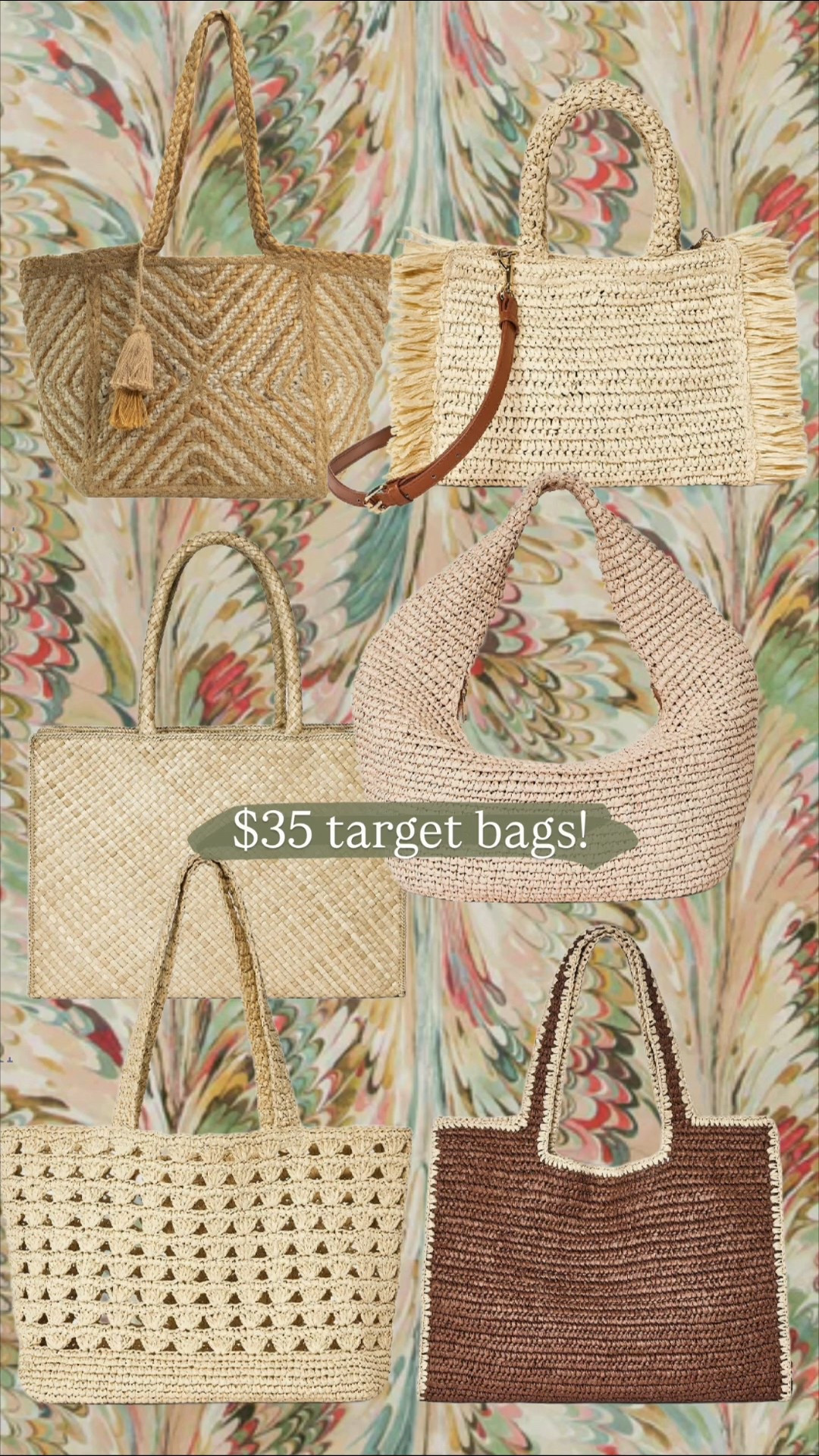 $35 target straw bags! Beach bags, straw purse, raffia purse, target finds, swimsuit, 