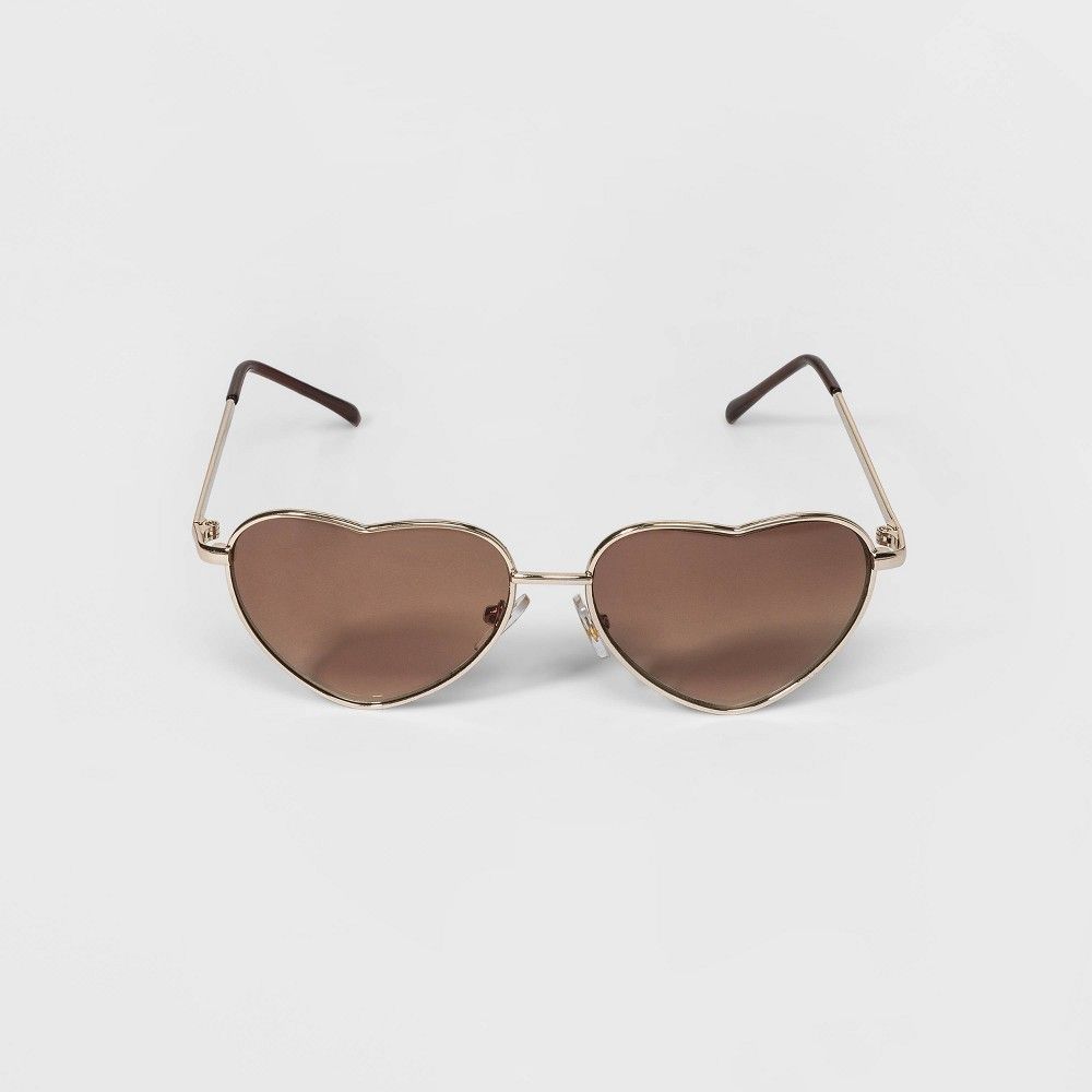 Girls' Heart Shape Aviator Sunglasses - Cat & Jack Gold | Target